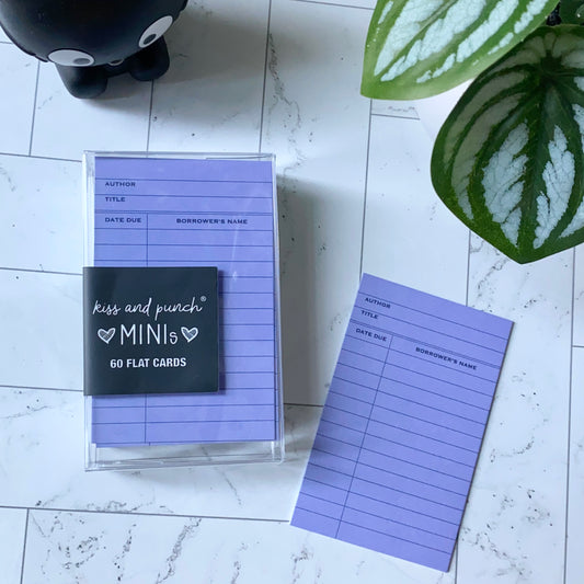 Mini Notecard Set of 60 - Purple Library Flat Cards - Lunch Notes - Mini Cards - Enclosure cards