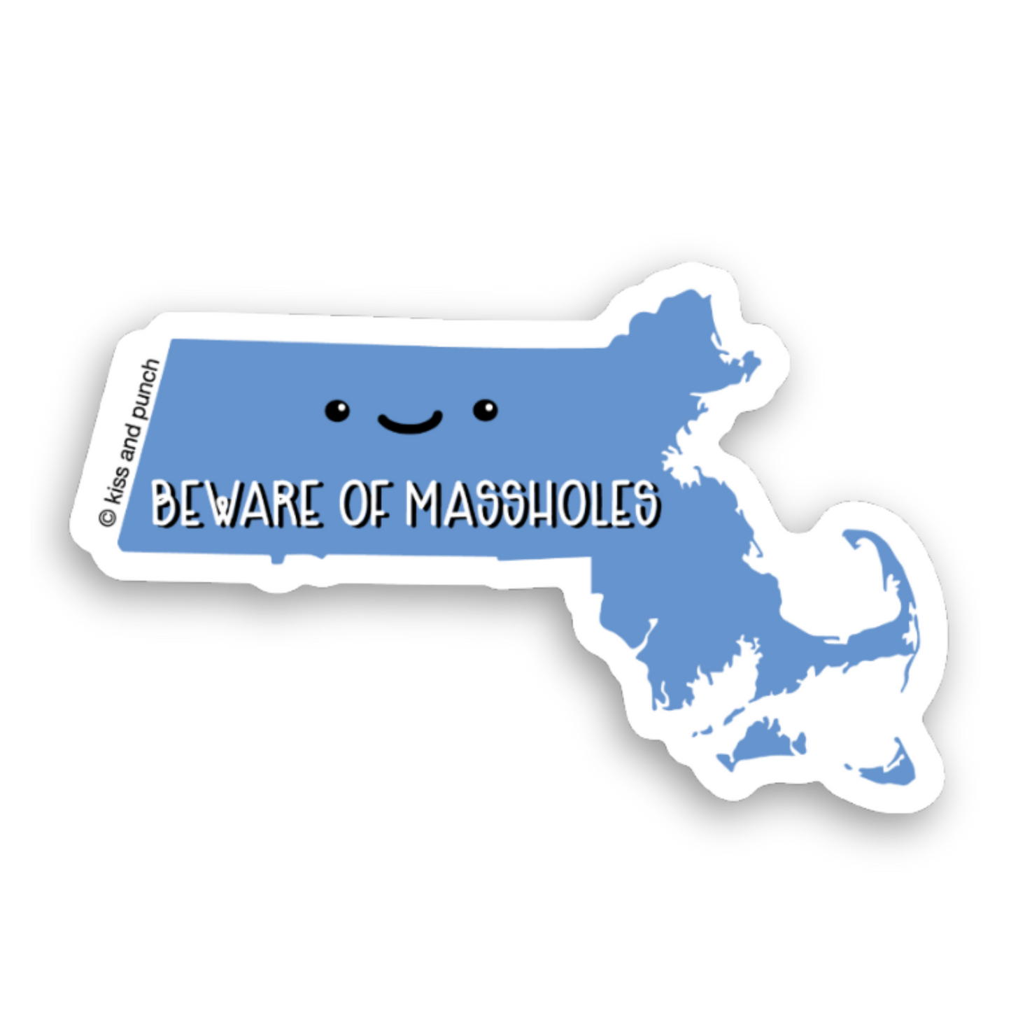 NEW! Funny Massachusetts State Diecut Vinyl Sticker    - Kiss and Punch