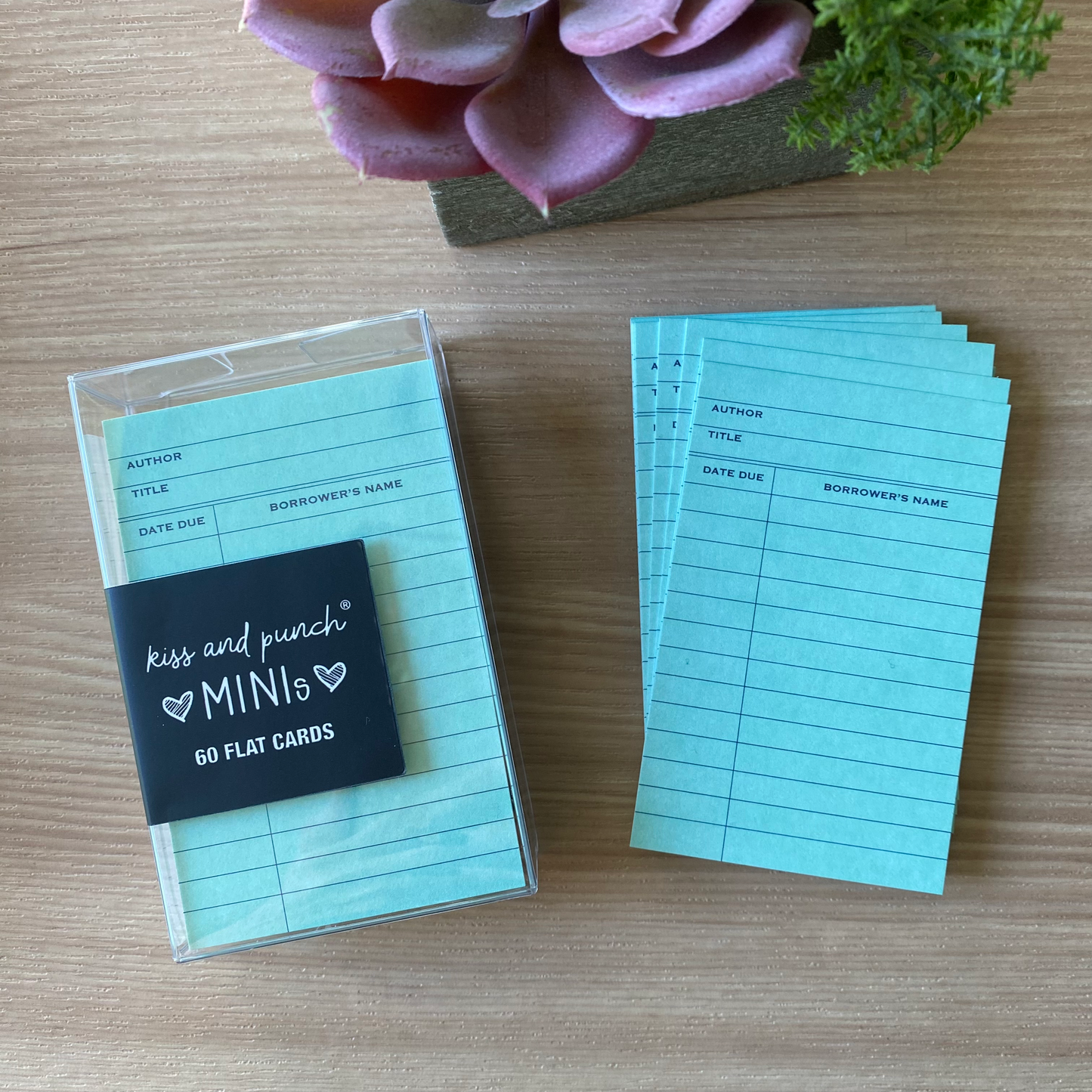 NEW! 60 Mint Green Library Minis™ - Flat Notecard Set - Junk Journal Fun - Love or Lunch Notes - Pocket Reminders - Enclosure Cards - Kiss and Punch