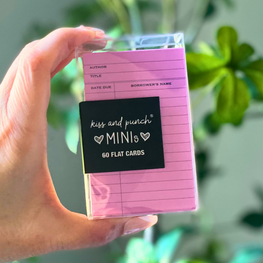 Mini Notecard Set of 60 - Pink Library Flat Cards - Lunch Notes - Mini Cards - Enclosure cards