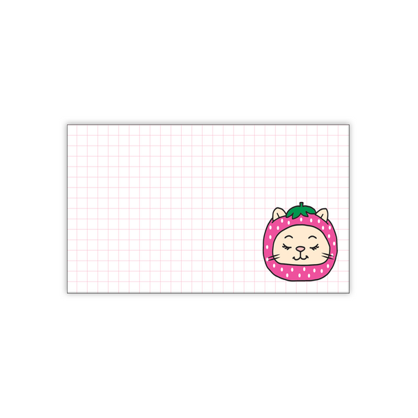 NEW! Mini Notecard Set of 60 - Berry Cat Grid Flat Cards - Lunch Notes - Mini Cards - Enclosure cards