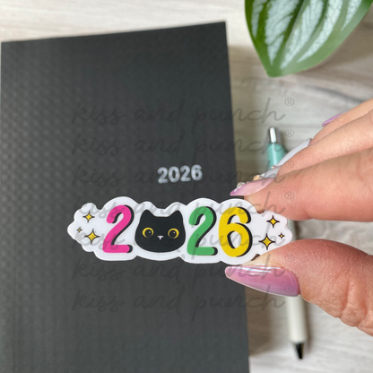 NEW! 2026 Cat Journal Planner Diecut Vinyl Sticker   
