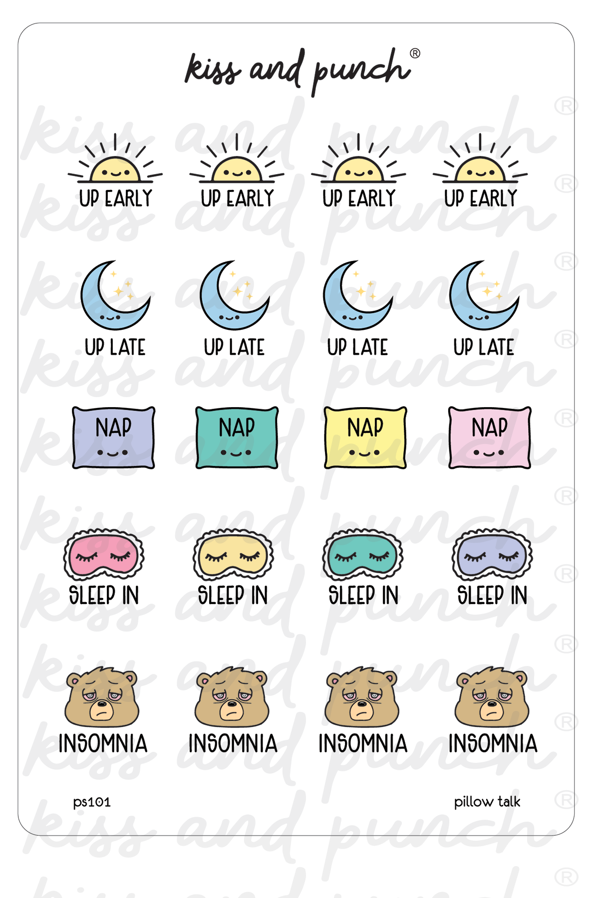NEW! Pillow Talk Planner Sticker Sheet - Kiss and Punch