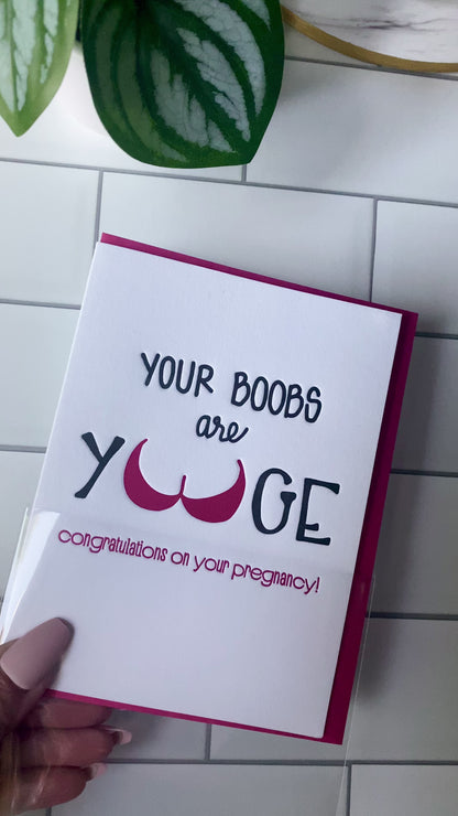 Funny Yuge Boobs | Baby Shower | Expecting Pregnancy Letterpress  Card | kiss and punch