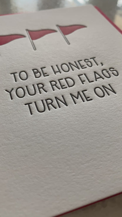 Funny Snarky Red Flag Letterpress Card | Sexy Valentine's Day