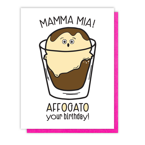 Funny Belated Letterpress Birthday Card | Affogato Italian Espresso Coffee Ice Cream