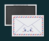 Cute Airmail Envelope 2" x 3" Fridge Magnet - Kiss and Punch
