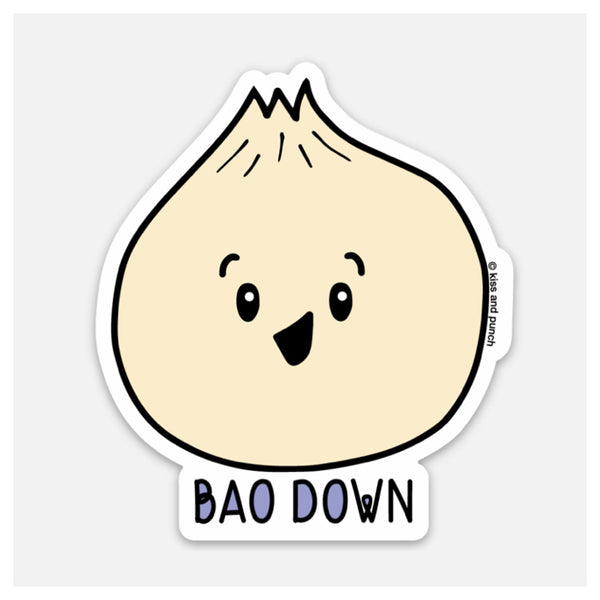 3 Inch Punny Bao Down Bun Vinyl Sticker - Laptop Sticker - Bottle Sticker - Foodie Sticker - Kiss and Punch