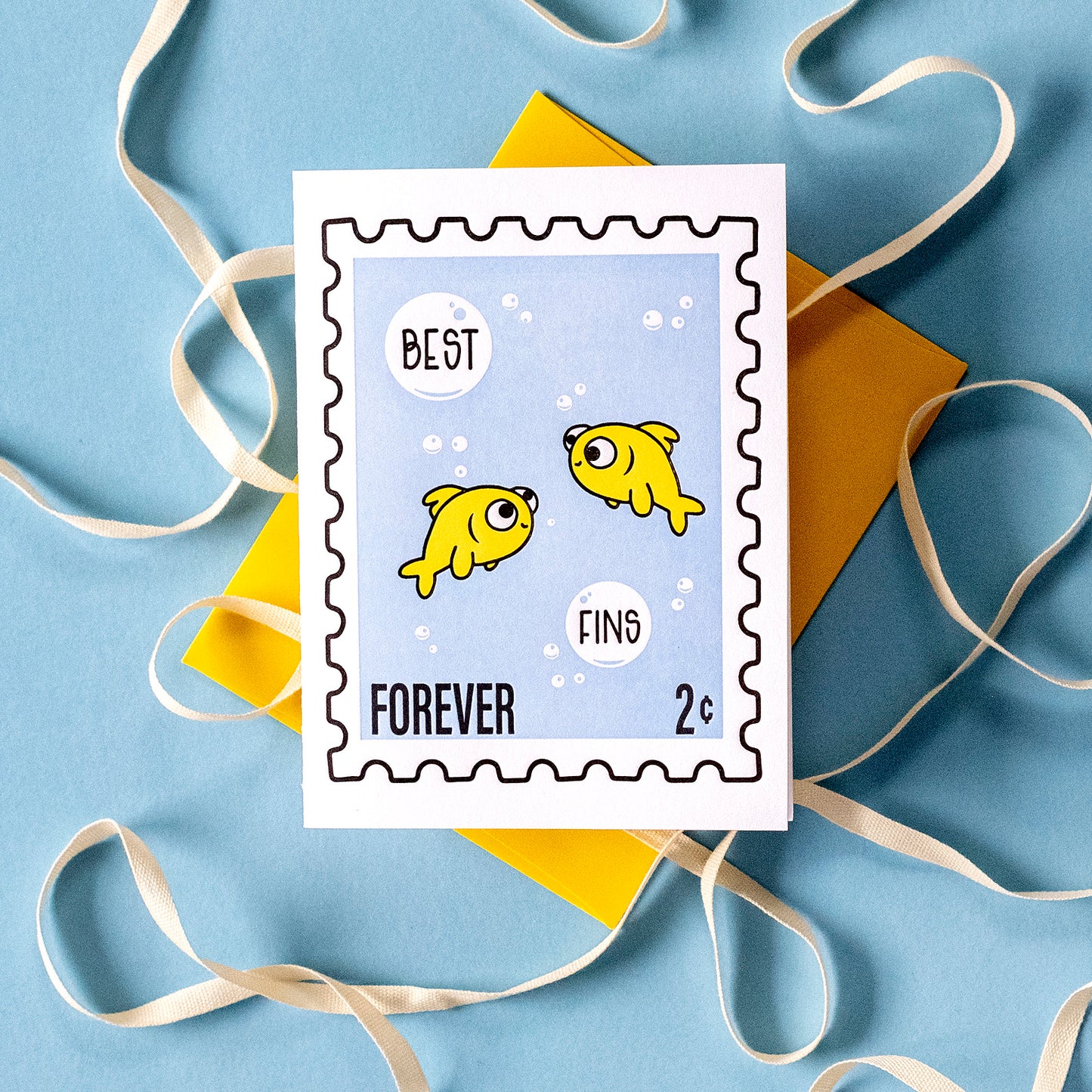 Punny Best Fins Forever Stamp Letterpress Card | Best Friends BFF