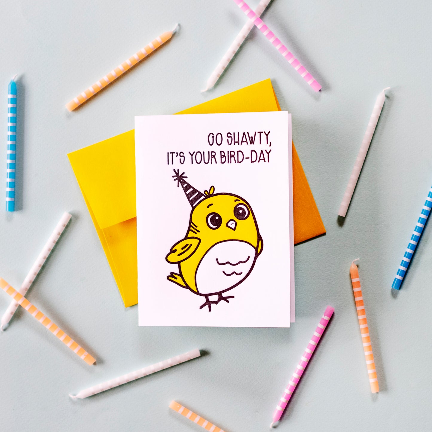 Funny Birthday Bird Pun Letterpress Card | Go Shawty | Celebration | kiss and punch - Kiss and Punch