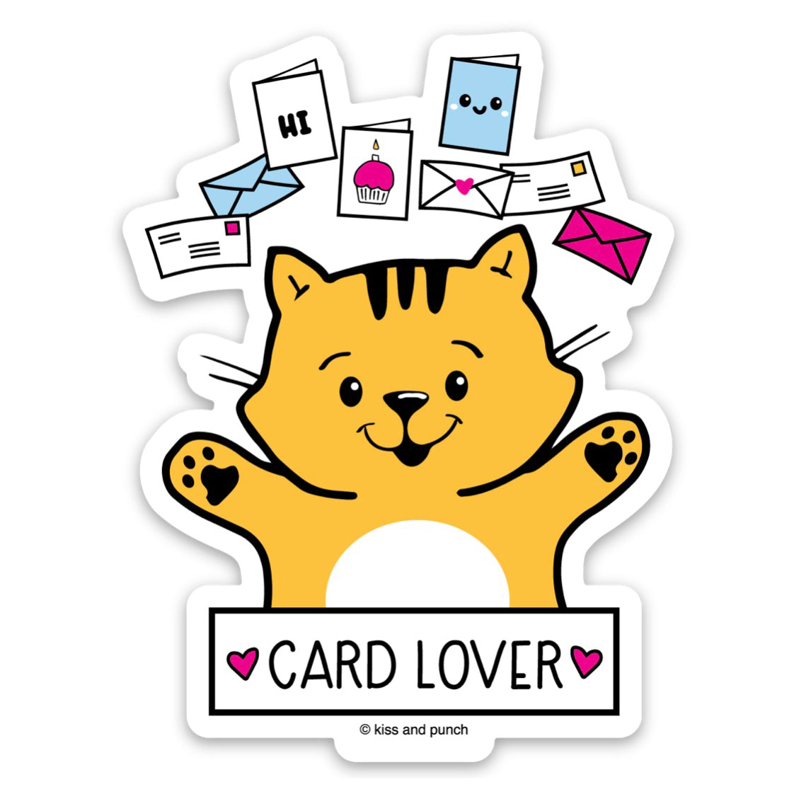 3 Inch Cute Card Lover Kitty Vinyl Sticker - Snail Mail Package Sticker