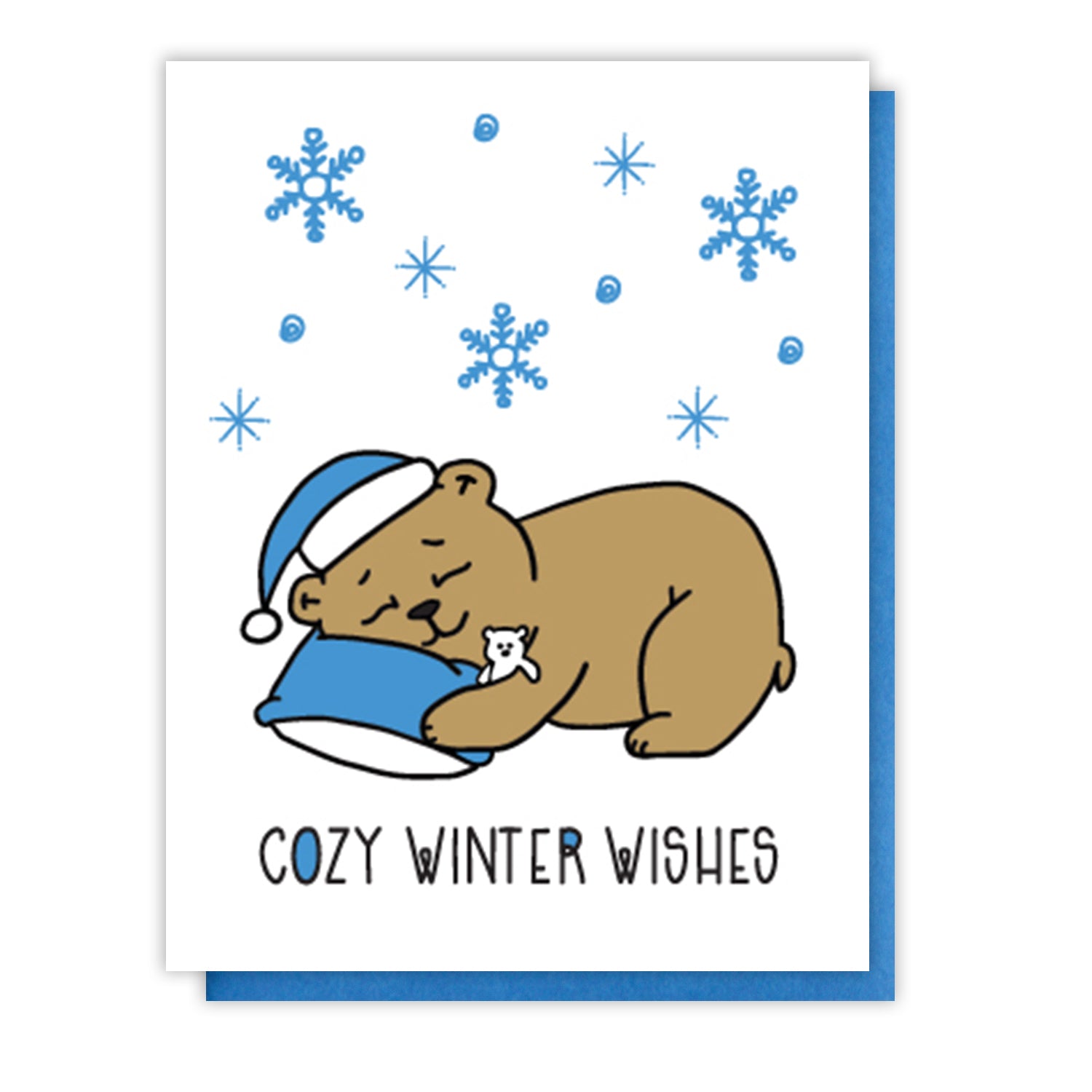Cute Cozy Winter Wishes Holiday Letterpress Card | Hibernating Bear | kiss and punch - Kiss and Punch