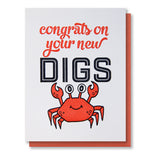 Crab Digs New Home Congratulations Letterpress Card | kiss and punch - Kiss and Punch