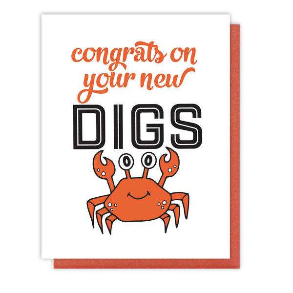 Crab Digs New Home Congratulations Letterpress Card | kiss and punch - Kiss and Punch