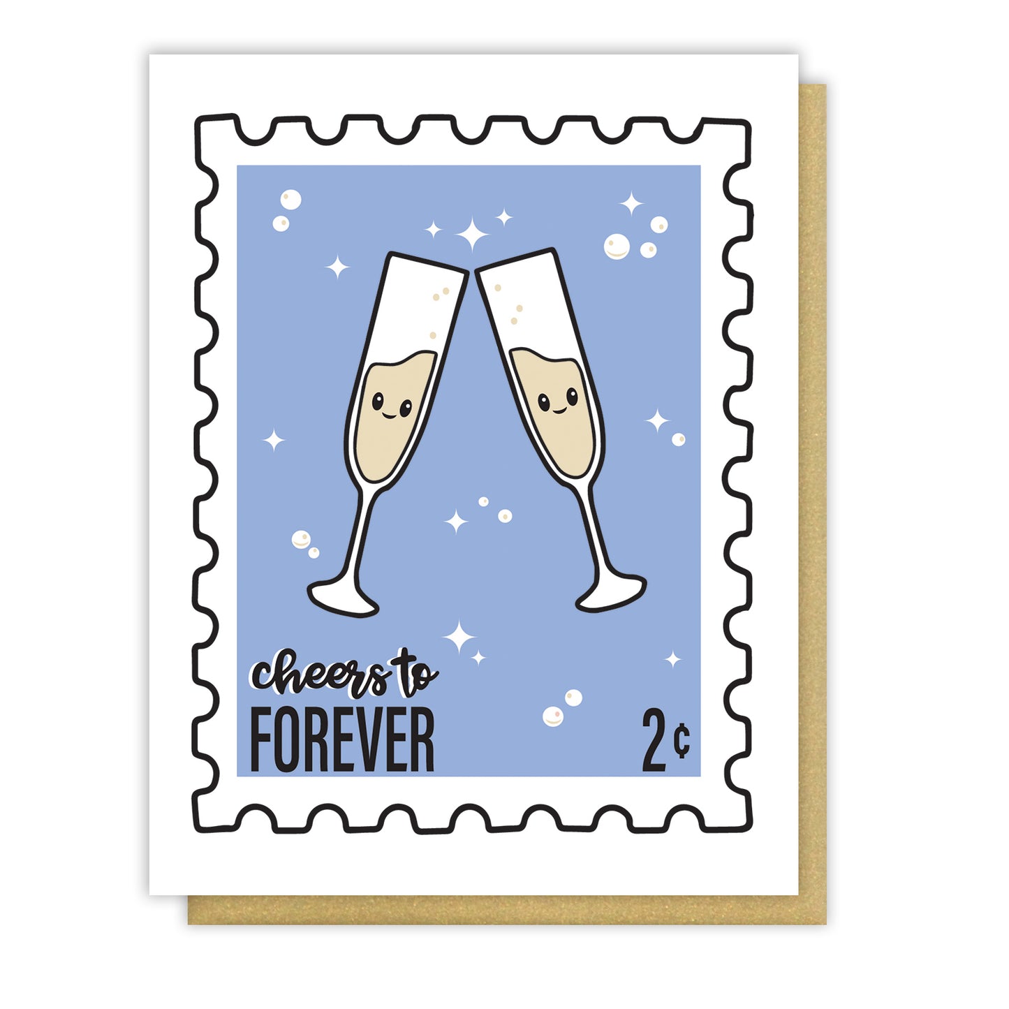Anniversary Wedding Cheers to Forever Stamp Letterpress Card