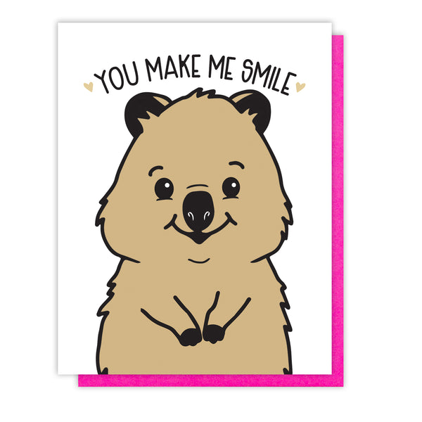 Quokka Love Letterpress Card | You Make Me Smile | Valentine's Day | kiss and punch - Kiss and Punch