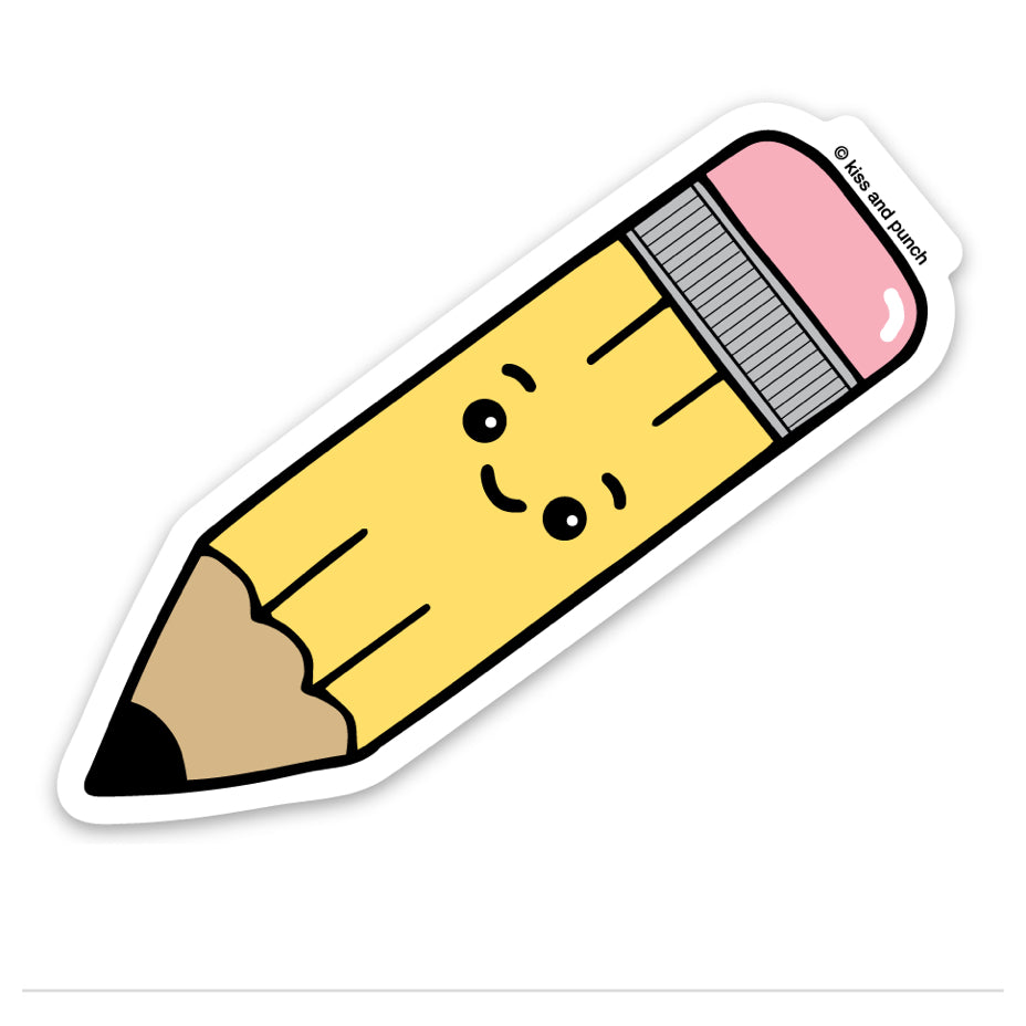 3 Inch Kawaii Pencil Vinyl Sticker - Laptop Sticker - Water Bottle Sticker - Phone Case Sticker - Kiss and Punch