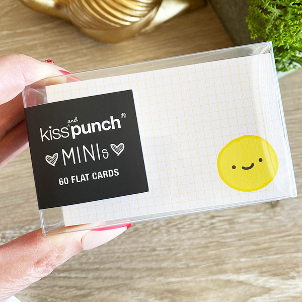 Cute Yellow Smiley Face Emoji on Mini Notecard