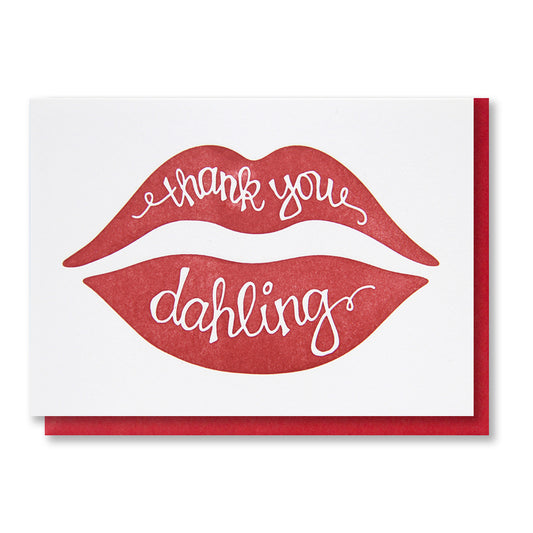 Thank You Dahling Letterpress Card - Kiss and Punch