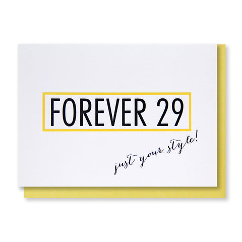 Funny Parody Forever 29 Letterpress Card | kiss and punch - Kiss and Punch
