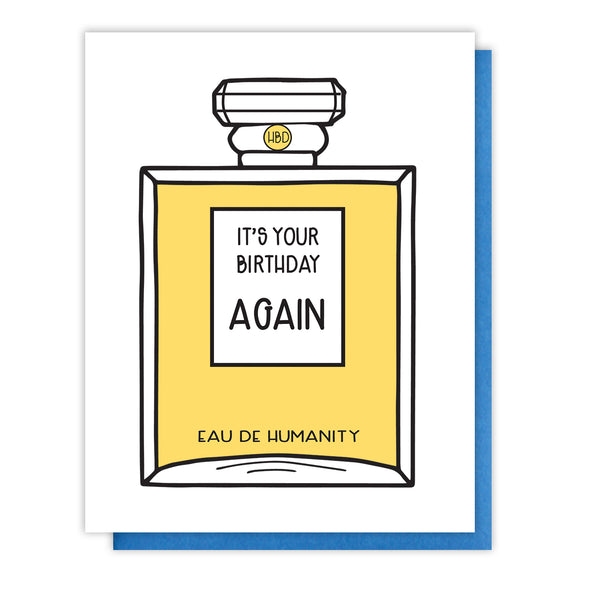 NEW! Funny Snarky Punny Perfume Birthday Letterpress Card | Eau de Humanity | kiss and punch - Kiss and Punch