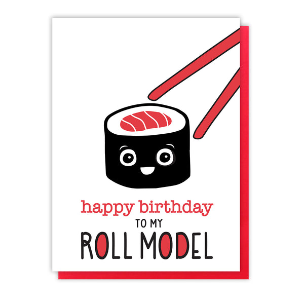 Funny Sushi Letterpress Birthday Card | Roll Model | Pun | kiss and punch - Kiss and Punch