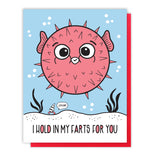NEW! Funny Love Letterpress Card | Blowfish Hold In Farts | Valentine's Day | kiss and punch - Kiss and Punch