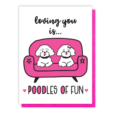 NEW! Funny Love Letterpress Card | Poodle Dog Pun | Valentine's Day | kiss and punch - Kiss and Punch