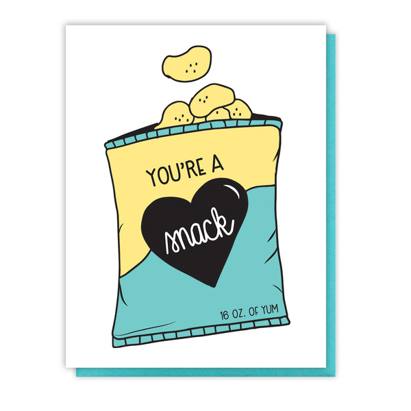 Funny Love Letterpress Card | You're a Snack | Potato Chips | kiss and punch - Kiss and Punch