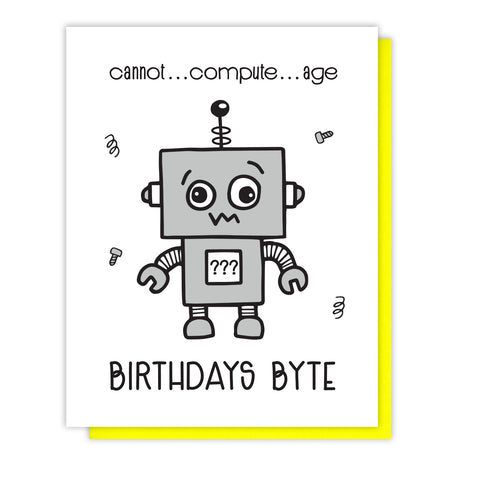 NEW! Funny Snarky Letterpress Birthday Card | Broken Robot Byte | kiss and punch - Kiss and Punch