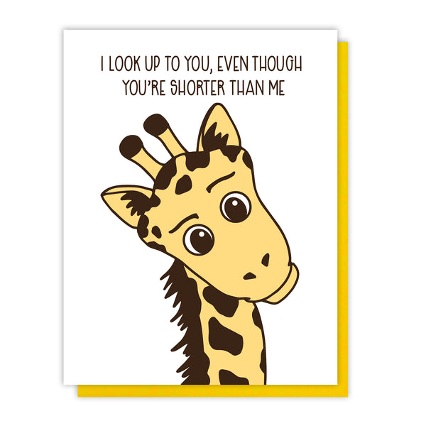NEW! Look Up to You Giraffe | Mother's Day or Father's Day Letterpress Card | kiss and punch - Kiss and Punch