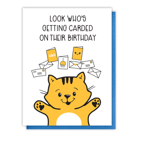 Funny Carded Cat Card Lover Letterpress Birthday Card
