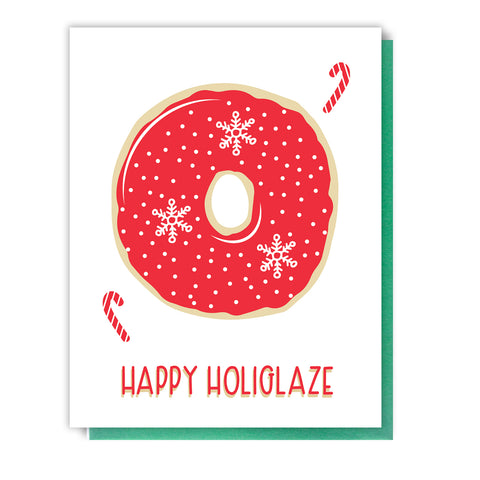 Funny Punny Happy Holiglaze Donut Pun Letterpress Card | kiss and punch