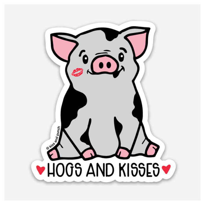3 Inch Hogs and Kisses Vinyl Sticker - Laptop Sticker - Water Bottle Sticker - Phone Case Sticker - Kiss and Punch