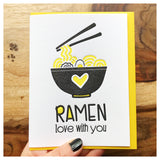 Funny Love Letterpress Card | Ramen Love With You | Foodie Pun | Valentine's | kiss and punch - Kiss and Punch