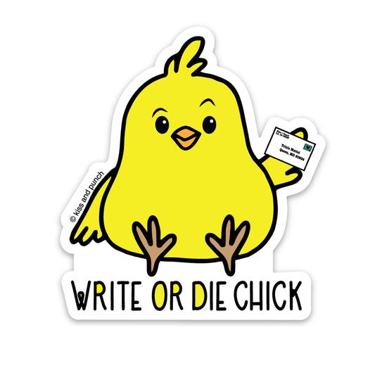 3 Inch Write or Die Chick Vinyl Sticker - Laptop Sticker - Water Bottle Sticker - Phone Case Sticker - Kiss and Punch