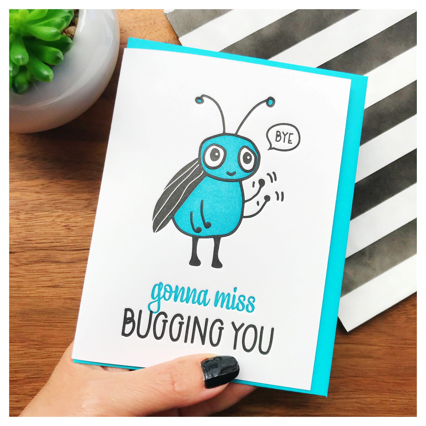 Funny Goodbye Letterpress Card | Bug | Gonna Miss Bugging You | kiss and punch - Kiss and Punch