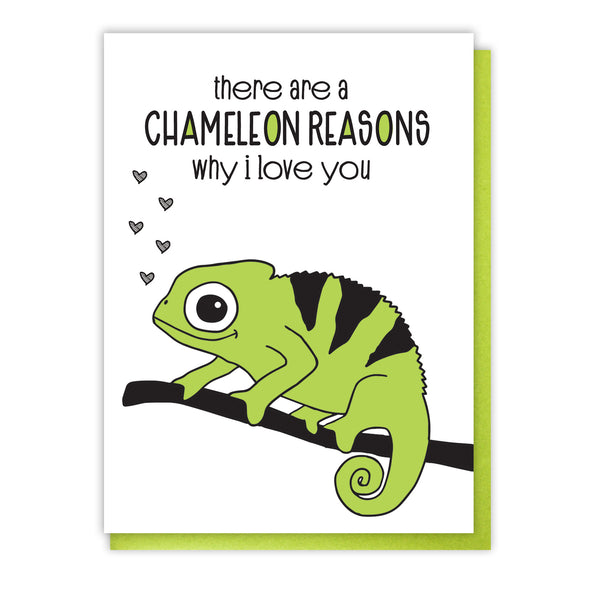 Funny Love Letterpress Card | Chameleon Reasons Why I Love You | Pun | kiss and punch - Kiss and Punch