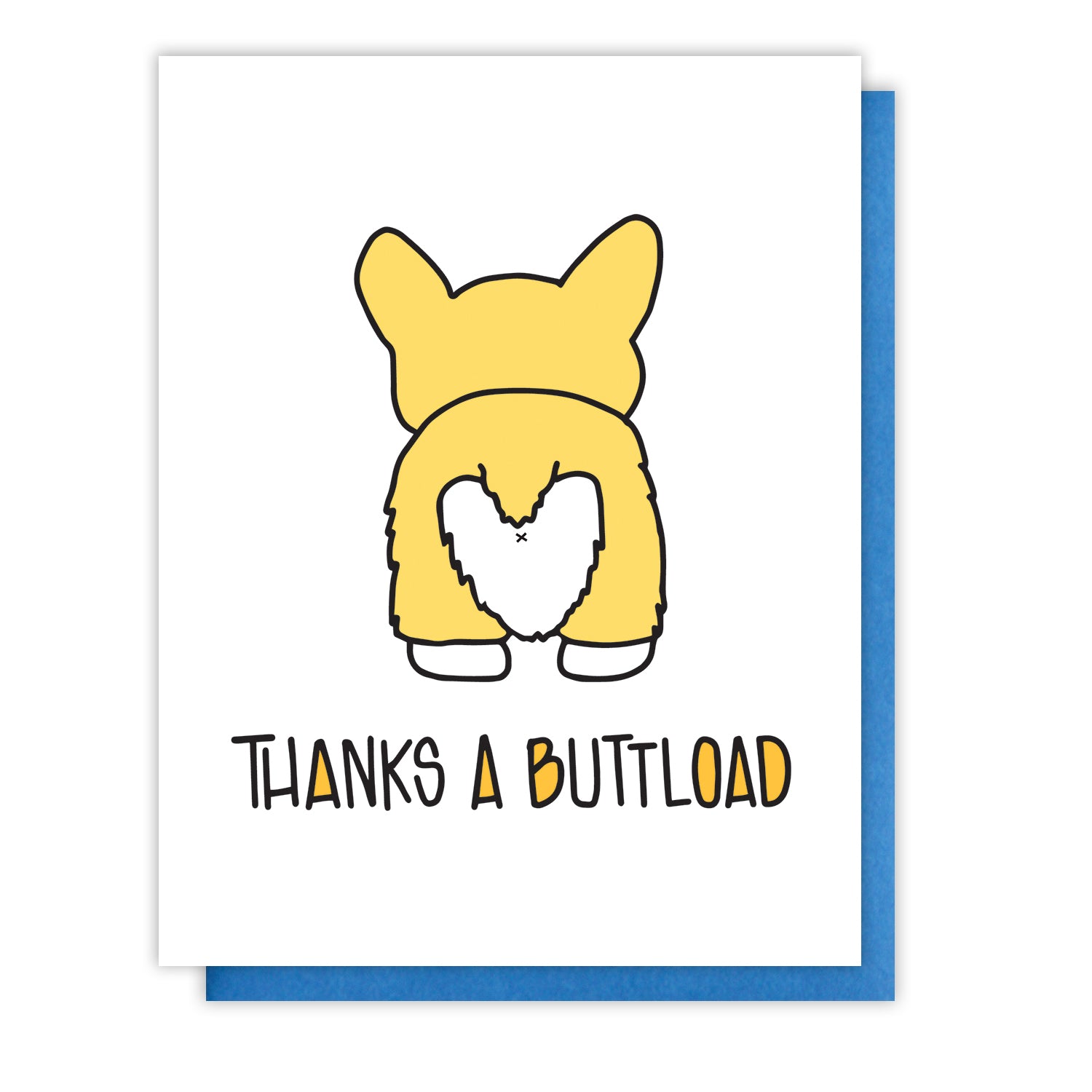Thanks a Buttload | Corgi Dog Butt | Funny Thank You Letterpress Card | kiss and punch Los Angeles California