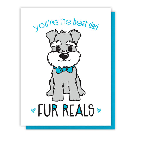 NEW! Funny Dog Dad Letterpress Card | You're the Best | Fur Reals Pun | kiss and punch - Kiss and Punch