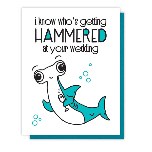 NEW! Hammerhead Shark Wedding Letterpress Card | Hammered Pun | kiss and punch - Kiss and Punch