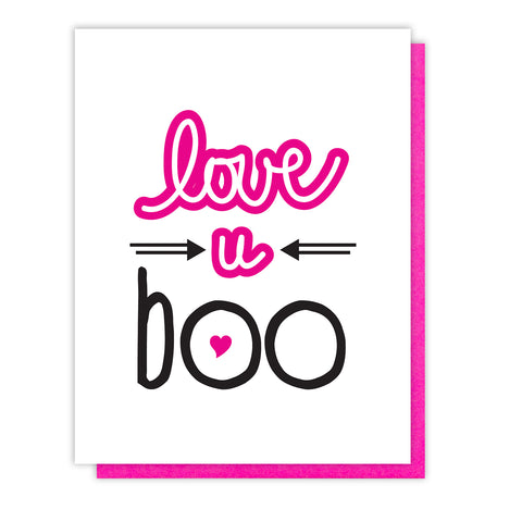 Love U Boo Letterpress Card | Valentine | Galentine | kiss and punch - Kiss and Punch