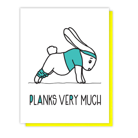 Planks Very Much | Bunny | Funny Thank You Letterpress Card | kiss and punch - Kiss and Punch