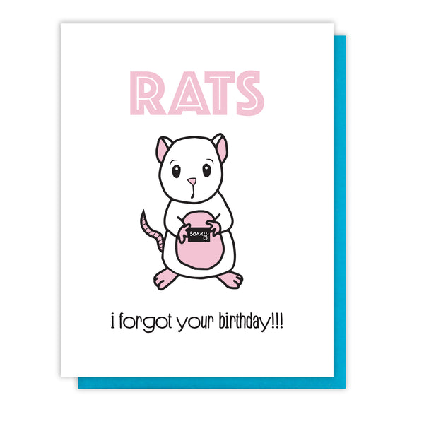 Funny Belated Letterpress Birthday Card | Rats | kiss and punch - Kiss and Punch