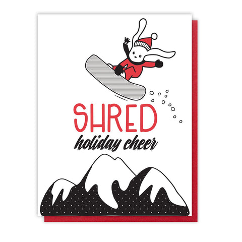 NEW! Funny Shred Holiday Cheer | Snowboard Bunny Letterpress Card | kiss and punch - Kiss and Punch