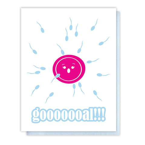 Funny Baby Expecting or Baby Shower Letterpress Card | Sperm Egg | Gooooal | kiss and punch - Kiss and Punch