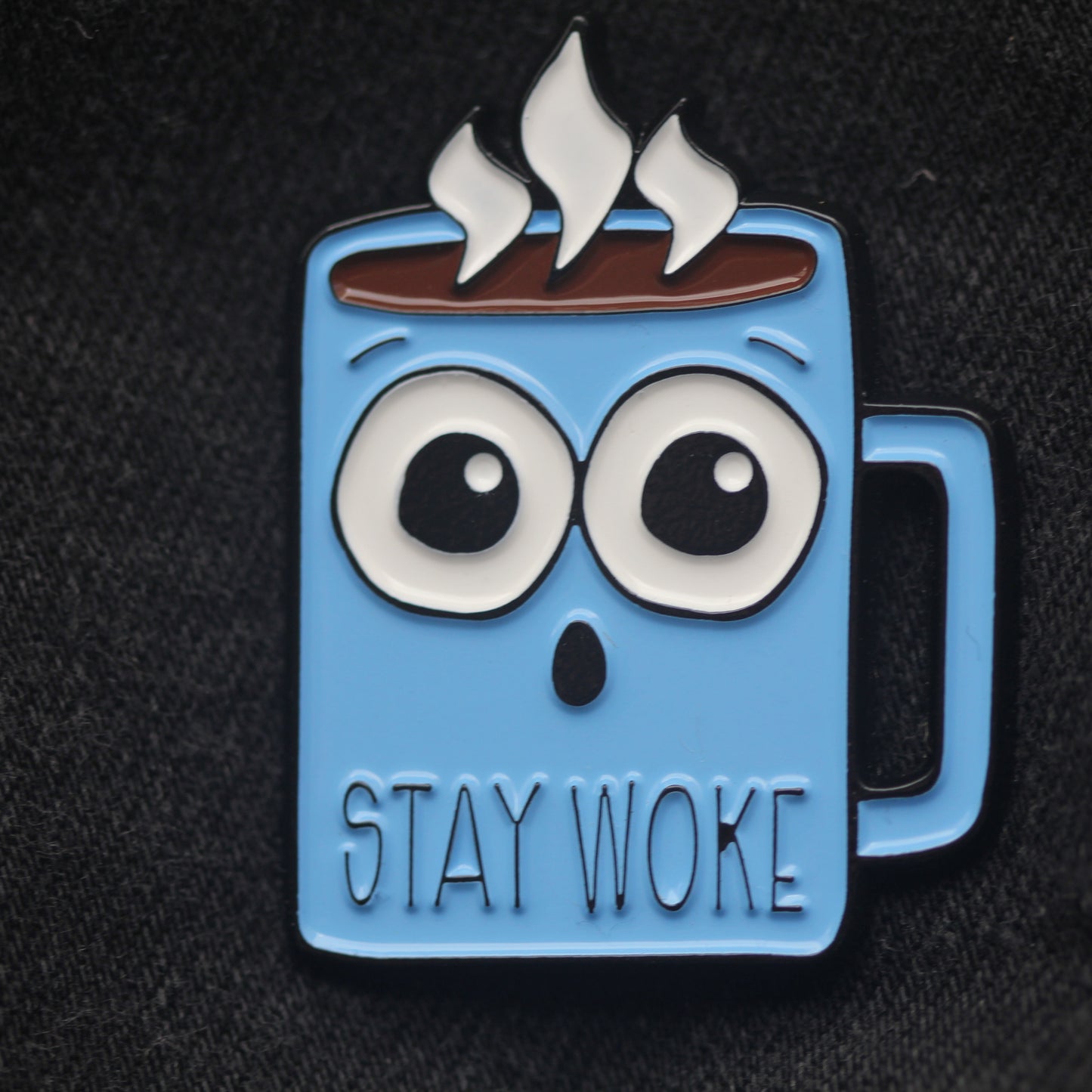 Stay Woke Coffee Pun Soft Enamel Pin | kiss and punch - Kiss and Punch
