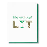 Funny Get Lit Martini Glass Holiday Letterpress Card | kiss and punch - Kiss and Punch