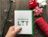 Funny Get Lit Martini Glass Holiday Letterpress Card | kiss and punch - Kiss and Punch