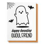 Funny Halloween Letterpress Card | Happy Haunting Ghoul Friend | kiss and punch - Kiss and Punch